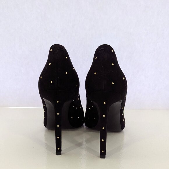 NIB Nine West Tiger Shark Black Suede Studded Pointy Toe Pumps Size 8.5 M - Picture 4 of 7